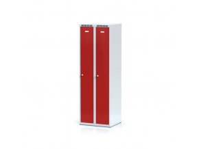 Kovová šatní skříňka, červené dveře, cylindrický zámek
