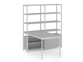 sestava home office s policemi bila seda 114871