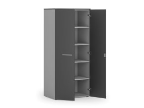 kancelarska policova skrin primo gray s dvermi 800 x 500 x 1781 mm seda grafit 83730