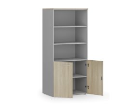 kombinovana kancelarska skrin primo gray nizke dvere 800 x 500 x 1781 mm seda dub prirodni 83671