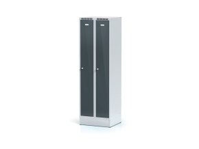kovova satni skrinka na soklu 2 oddily 1920 x 600 x 500 mm cylindricky zamek tmave sede dvouplastove dvere 112154
