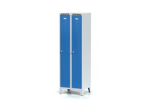 kovova satni skrinka na nohach 2 oddily 1920 x 600 x 500 mm otocny zamek modre dvouplastove dvere 10885