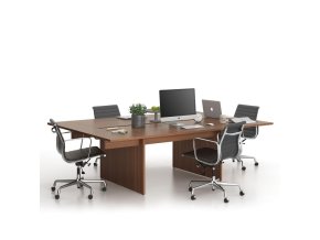 Kancelářský stůl double SOLID + 2x přísed, 240x165 cm, ořech