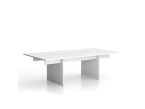 Jednací kancelářský stůl SOLID + 2x přísed, 240x125 cm, bílá