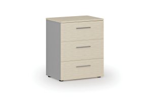 Kancelářská komoda ke stolu PRIMO GRAY, 740 x 600 x 420 mm, šedá/bříza