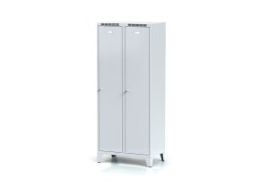 kovova satni skrinka s6 s mezistenou na nohach 2 oddily 1920 x 800 x 500 mm otocny zamek sede dvere 11149