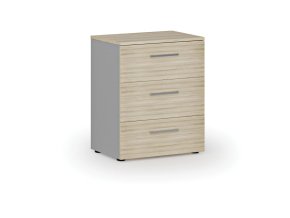 Kancelářská komoda ke stolu PRIMO GRAY, 740 x 600 x 420 mm, šedá/dub přírodní