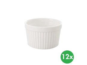 Miska zapékací, pr. 9 cm, v. 5,5 cm, porcelán, bílá, 12 ks
