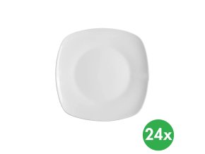 Talíř dezertní hranatý MONA, 18,5 x 18,5 cm, porcelán, 24 ks