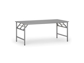 Konferenční stůl FAST READY, 180x90 cm, šedostříbrná podnož, šedá
