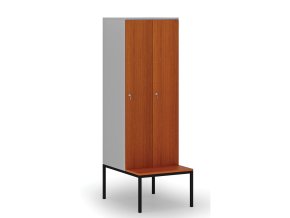 drevena satni skrinka s lavickou 2 oddily 1871 x 600 x 500 800 mm cylindricky zamek seda tresen 76593