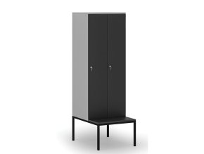 drevena satni skrinka s lavickou 2 oddily 1871 x 600 x 500 800 mm cylindricky zamek seda grafit 76599