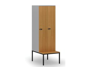 drevena satni skrinka s lavickou 2 oddily 1871 x 600 x 500 800 mm mechanicky kodovy zamek seda buk 76632