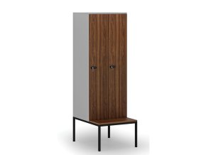 drevena satni skrinka s lavickou 2 oddily 1871 x 600 x 500 800 mm mechanicky kodovy zamek seda orech 76635