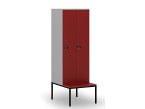 drevena satni skrinka s lavickou 2 oddily 1871 x 600 x 500 800 mm mechanicky kodovy zamek seda cervena 76638