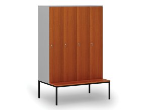 drevena satni skrinka s lavickou 4 oddily 1871 x 1200 x 500 800 mm cylindricky zamek seda tresen 76646