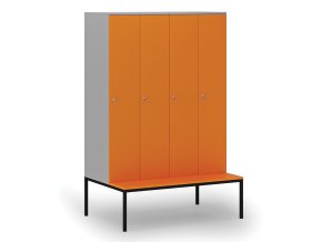 drevena satni skrinka s lavickou 4 oddily 1871 x 1200 x 500 800 mm cylindricky zamek seda oranzova 76648