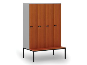 drevena satni skrinka s lavickou 4 oddily 1871 x 1200 x 500 800 mm mechanicky kodovy zamek seda tresen 76692