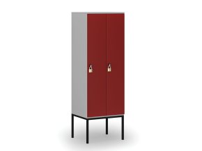 drevena satni skrinka s podnozi 2 oddily 1871 x 600 x 500 mm demont otocny zamek seda cervena 76729