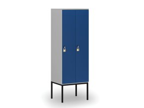 drevena satni skrinka s podnozi 2 oddily 1871 x 600 x 500 mm demont otocny zamek seda modra 76730