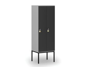 drevena satni skrinka s podnozi 2 oddily 1871 x 600 x 500 mm demont otocny zamek seda grafit 76731