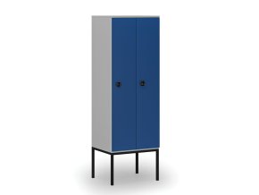 drevena satni skrinka s podnozi 2 oddily 1871 x 600 x 500 mm demont kodovy zamek seda modra 76740