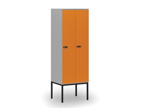 drevena satni skrinka s podnozi 2 oddily 1871 x 600 x 500 mm mechanicky kodovy zamek seda oranzova 76757