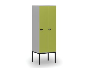 drevena satni skrinka s podnozi 2 oddily 1871 x 600 x 500 mm mechanicky kodovy zamek seda zelena 76758