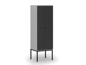 drevena satni skrinka s podnozi 2 oddily 1871 x 600 x 500 mm mechanicky kodovy zamek seda grafit 76761