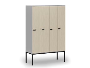 drevena satni skrinka s podnozi 4 oddily 1871 x 1200 x 500 mm mechanicky kodovy zamek seda briza 76802
