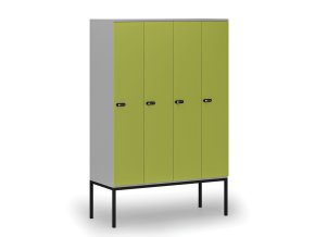 drevena satni skrinka s podnozi 4 oddily 1871 x 1200 x 500 mm mechanicky kodovy zamek seda zelena 76808