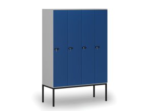 drevena satni skrinka s podnozi 4 oddily 1871 x 1200 x 500 mm mechanicky kodovy zamek seda modra 76810