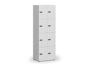 drevena satni skrinka s4 s uloznymi boxy 8 boxu demont mechanicky kodovy zamek seda bila 121935