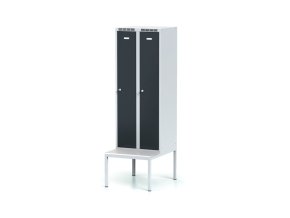 satni skrinka s lavickou 2 oddily 1875 x 600 x 500 800 mm otocny zamek tmave sede dvere 11197