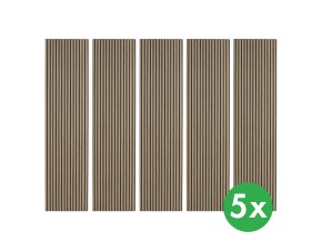 dreveny akusticky panel 2400 x 600 mm cerny podklad baleni 5 ks orech 119048