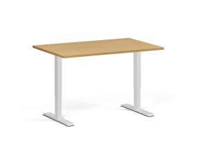 Výškově nastavitelný stůl, 120x80 cm, 1 motor, bílá podnož, buk