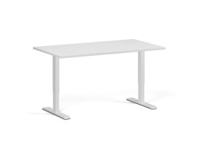 Výškově nastavitelný stůl, 140x80 cm, 1 motor, bílá podnož, bílá