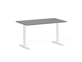 Výškově nastavitelný stůl, 140x80 cm, 1 motor, bílá podnož, grafit