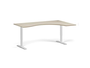 Ergonomický výškově nastavitelný stůl, 180x120 cm, 1 motor, L/P, bílá podnož, dub přírodní