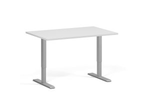 Výškově nastavitelný stůl, 120x80 cm, 1 motor, šedá podnož, bílá