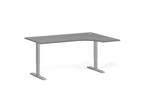 Rohový výškově nastavitelný stůl, 160x120 cm, 1 motor, L/P, šedá podnož, grafit