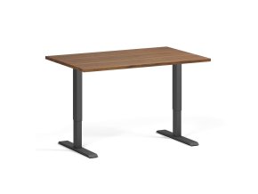 Výškově nastavitelný stůl, 120x80 cm, 1 motor, černá podnož, ořech