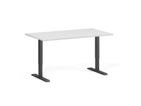 Výškově nastavitelný stůl, 140x80 cm, 1 motor, černá podnož, bílá