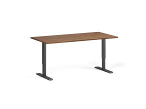 Výškově nastavitelný stůl, 160x80 cm, 1 motor, černá podnož, ořech