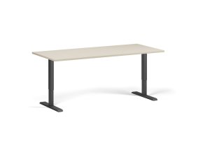 Výškově nastavitelný stůl, 180x80 cm, 1 motor, černá podnož, bříza
