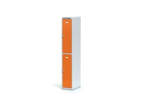 kovova satni skrinka s uloznymi boxy 2 boxy 1800 x 300 x 500 mm cylindricky zamek oranzove dvere 11230