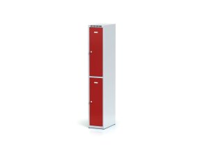 kovova satni skrinka s uloznymi boxy 2 boxy 1800 x 300 x 500 mm cylindricky zamek cervene dvere 11232