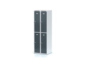 kovova satni skrinka s uloznymi boxy 4 boxy 1800 x 600 x 500 mm cylindricky zamek tmave sede dvere 12771