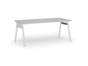 Kancelářský stůl PRIMO SIGMA, 180x90 cm, bílá podnož, šedá