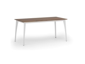 Jednací kancelářský stůl PRIMO OMEGA, 160x80 cm, bílá podnož, ořech